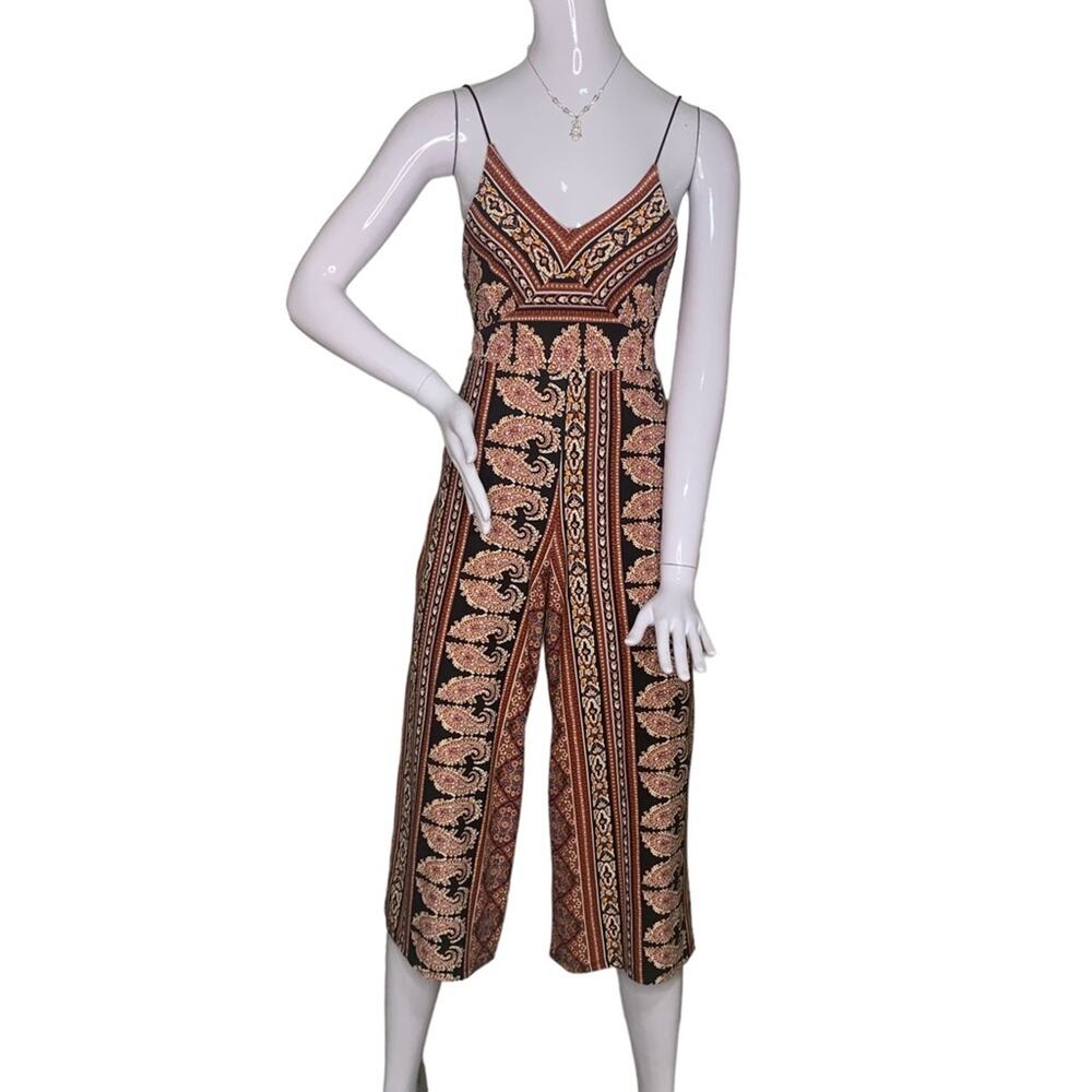 Polly & Esther Jumpsuit Black/Brown Spaguetti Straps Size S